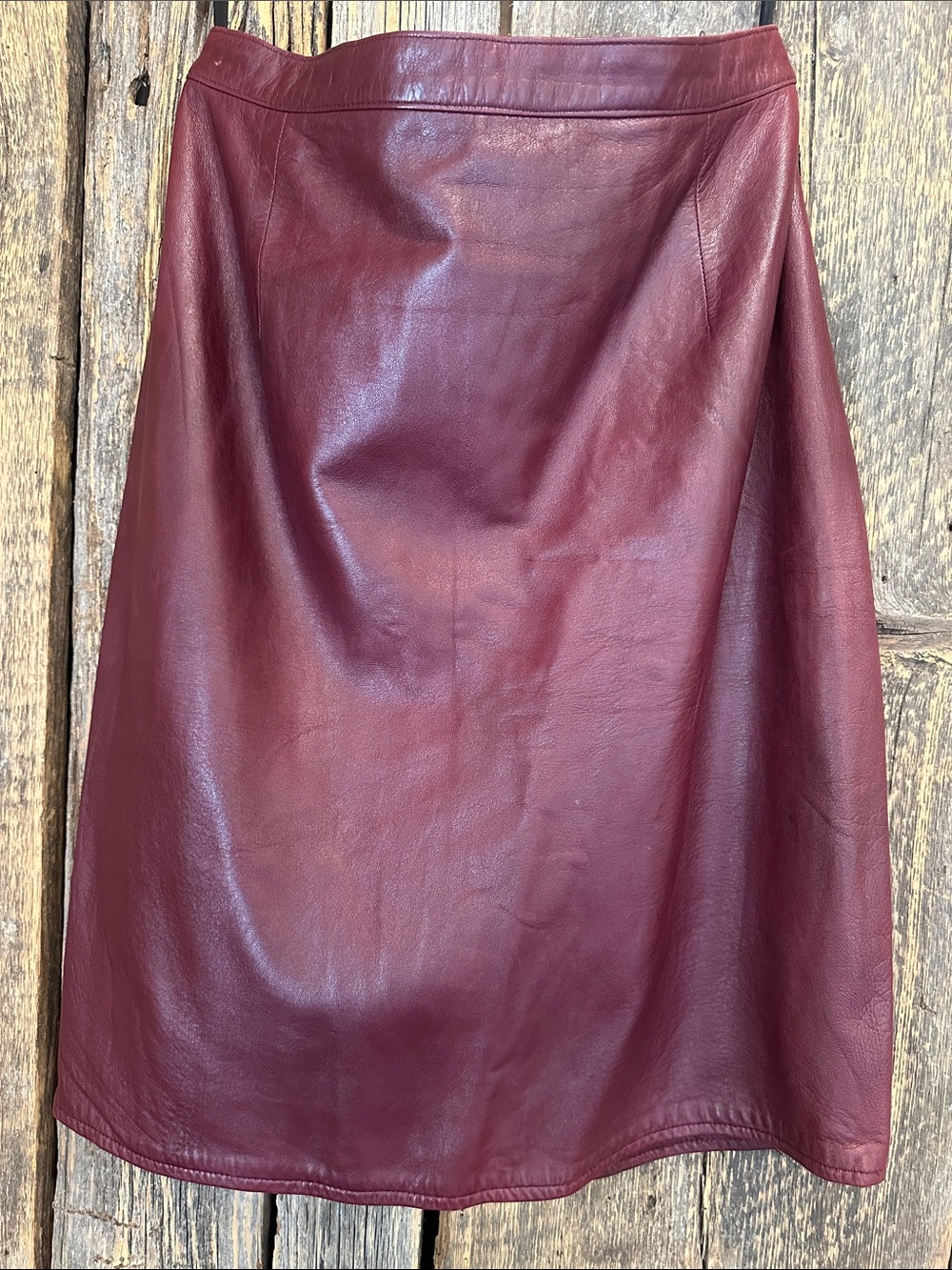 Vintage Burgundy Leather Skirt | ILGWU Made USA